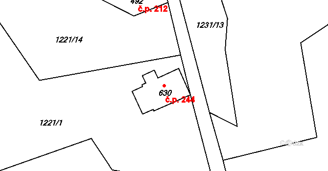 Dolní Maxov 244, Josefův Důl na parcele st. 630 v KÚ Dolní Maxov, Katastrální mapa