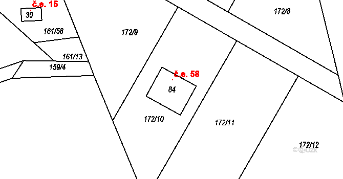 Švastalova Lhota 58, Krásná Hora nad Vltavou na parcele st. 172/10 v KÚ Švastalova Lhota, Katastrální mapa