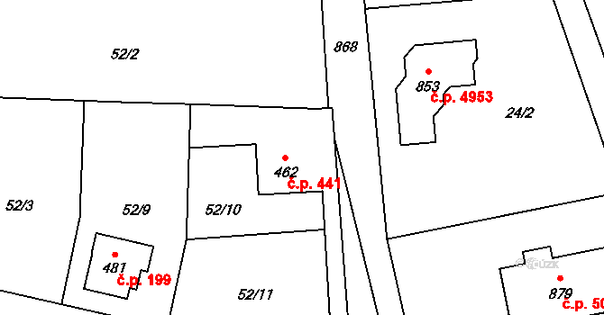 Kokonín 441, Jablonec nad Nisou na parcele st. 462 v KÚ Kokonín, Katastrální mapa