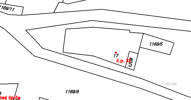 Suchá 32 na parcele st. 17 v KÚ Suchá u Jihlavy, Katastrální mapa
