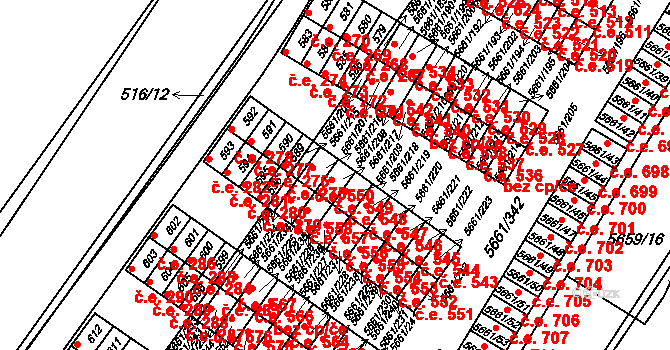 Jihlava 549 na parcele st. 5661/217 v KÚ Jihlava, Katastrální mapa