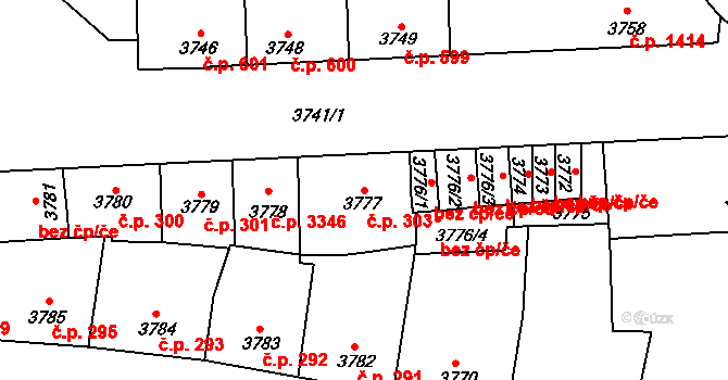 Kladno 303 na parcele st. 3777 v KÚ Kladno, Katastrální mapa