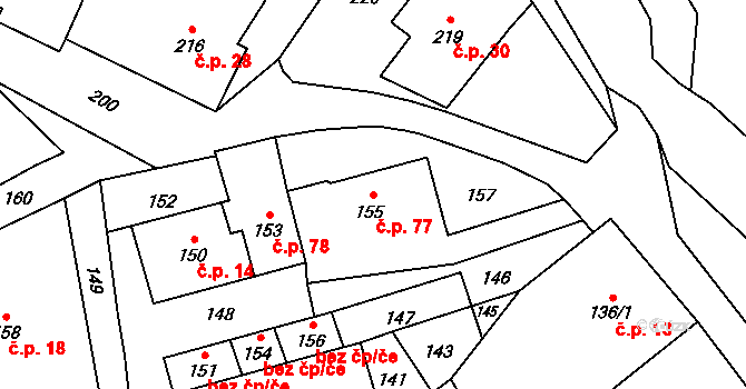 Janovice 77, Rýmařov na parcele st. 155 v KÚ Janovice u Rýmařova, Katastrální mapa
