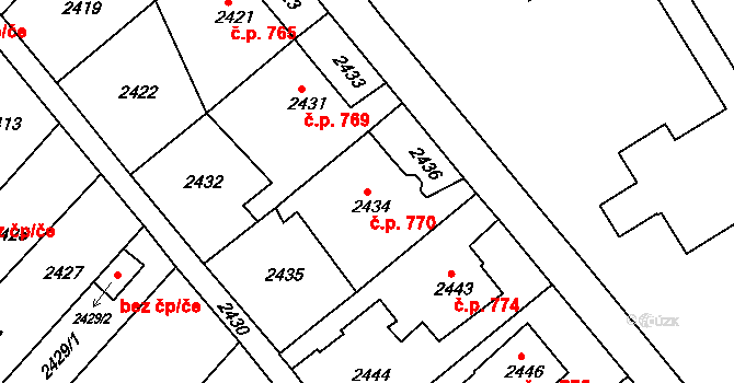 Pod Bezručovým vrchem 770, Krnov na parcele st. 2434 v KÚ Krnov-Horní Předměstí, Katastrální mapa