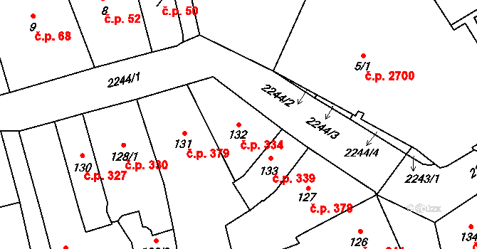 Šumperk 334 na parcele st. 132 v KÚ Šumperk, Katastrální mapa