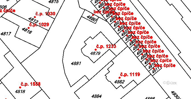Kročehlavy 1233, Kladno na parcele st. 4879/1 v KÚ Kročehlavy, Katastrální mapa