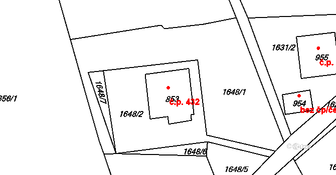 Horní Rokytnice 432, Rokytnice nad Jizerou na parcele st. 853 v KÚ Horní Rokytnice nad Jizerou, Katastrální mapa