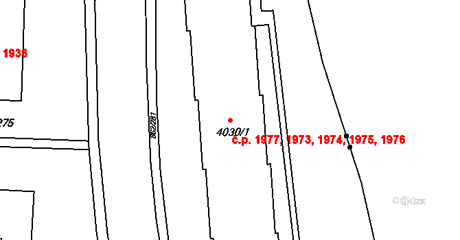 Blansko 1973,1974,1975,1976, na parcele st. 4030/1 v KÚ Blansko, Katastrální mapa