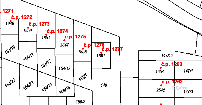 Uničov 1277 na parcele st. 1661 v KÚ Uničov, Katastrální mapa