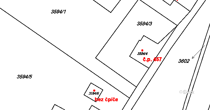 Podmoklice 457, Semily na parcele st. 3594/4 v KÚ Semily, Katastrální mapa