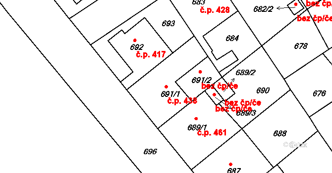 Semily 438 na parcele st. 691/1 v KÚ Semily, Katastrální mapa