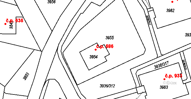 Lutyně 586, Orlová na parcele st. 3954 v KÚ Horní Lutyně, Katastrální mapa