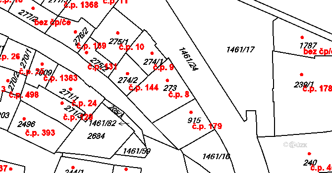 Horka-Domky 8, Třebíč na parcele st. 273 v KÚ Třebíč, Katastrální mapa