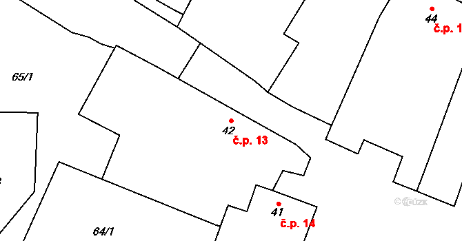 Markvarec 13, Český Rudolec na parcele st. 42 v KÚ Markvarec, Katastrální mapa