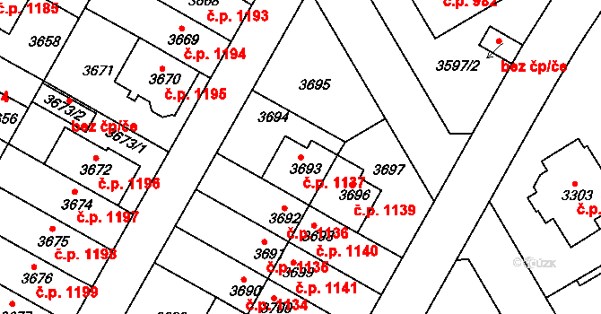 Dejvice 1137, Praha na parcele st. 3693 v KÚ Dejvice, Katastrální mapa