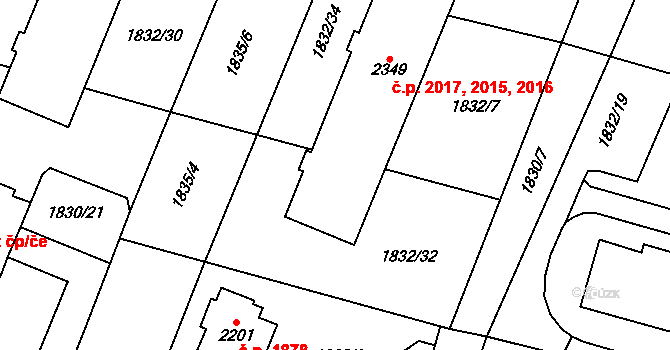 Dvůr Králové nad Labem 2015,2016,2017 na parcele st. 2349 v KÚ Dvůr Králové nad Labem, Katastrální mapa