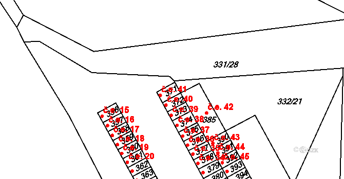 Čebín 41 na parcele st. 371 v KÚ Čebín, Katastrální mapa
