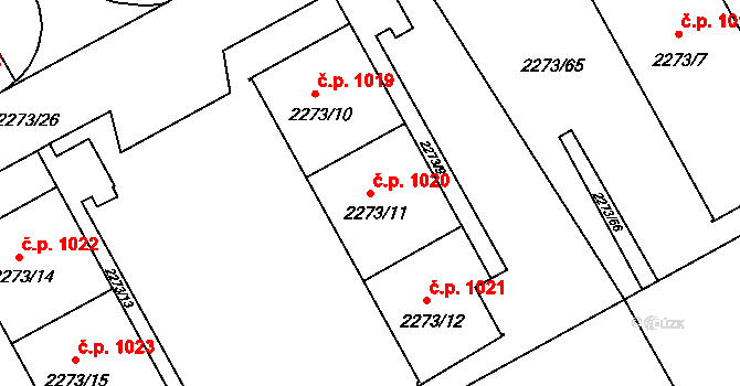 Šluknov 1020 na parcele st. 2273/11 v KÚ Šluknov, Katastrální mapa