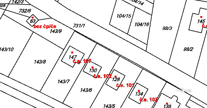 Jeníčkova Lhota 102, Chotoviny na parcele st. 130 v KÚ Jeníčkova Lhota, Katastrální mapa