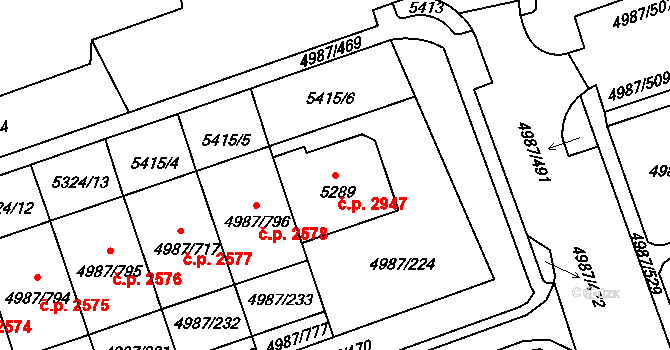 Louny 2947 na parcele st. 5289 v KÚ Louny, Katastrální mapa