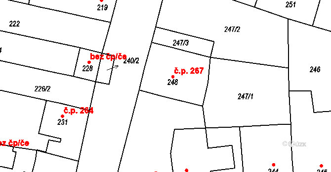Vícemilice 267, Bučovice na parcele st. 248 v KÚ Vícemilice, Katastrální mapa