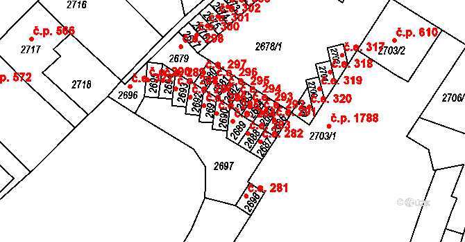 Děčín VI-Letná 284, Děčín na parcele st. 2689 v KÚ Podmokly, Katastrální mapa