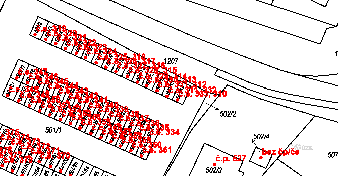 Bystřice nad Pernštejnem 311 na parcele st. 501/15 v KÚ Bystřice nad Pernštejnem, Katastrální mapa