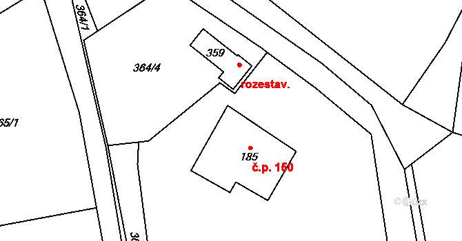 Rovečné 150 na parcele st. 185 v KÚ Rovečné, Katastrální mapa