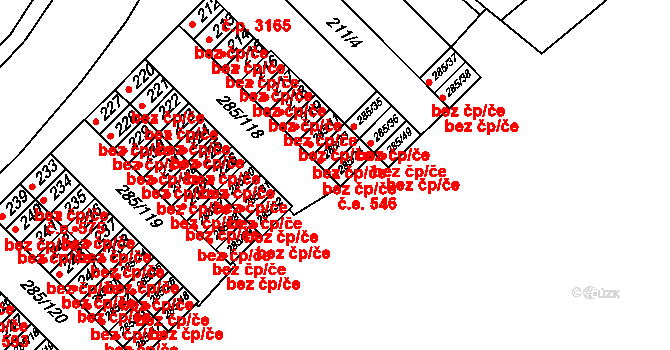 Žabovřesky 546, Brno na parcele st. 285/34 v KÚ Žabovřesky, Katastrální mapa