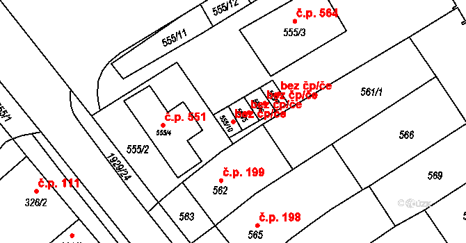 Zbýšov 41374746 na parcele st. 555/10 v KÚ Zbýšov u Oslavan, Katastrální mapa