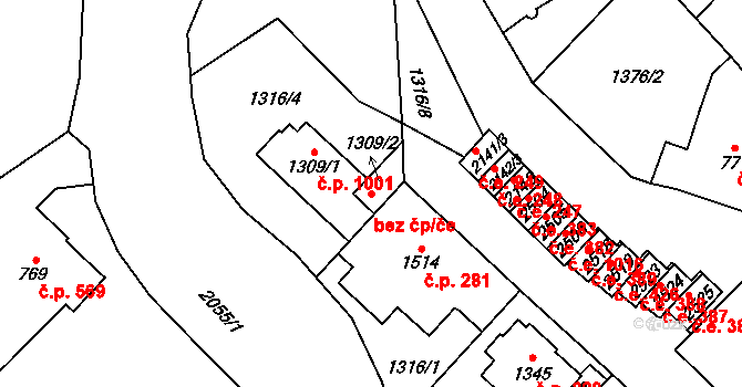 Náchod 42514746 na parcele st. 1309/2 v KÚ Náchod, Katastrální mapa