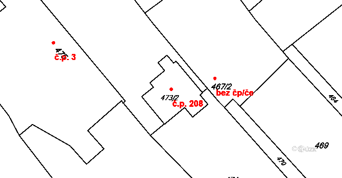Děhylov 208 na parcele st. 473/2 v KÚ Děhylov, Katastrální mapa