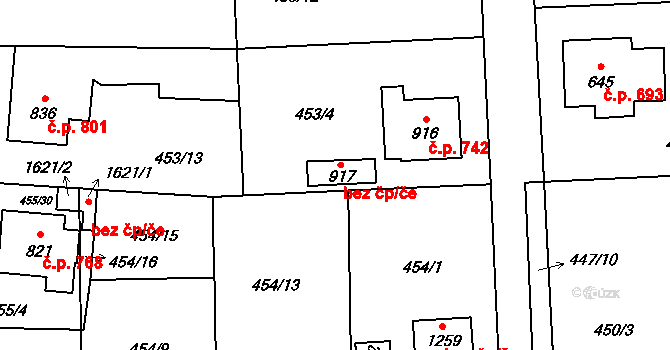 Blovice 46217746 na parcele st. 917 v KÚ Blovice, Katastrální mapa