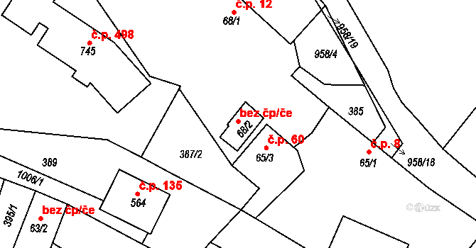 Mukařov 47942746 na parcele st. 68/2 v KÚ Srbín, Katastrální mapa