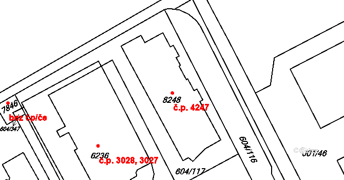 Kroměříž 4247 na parcele st. 8248 v KÚ Kroměříž, Katastrální mapa