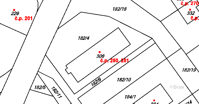Rosice 250,251 na parcele st. 306 v KÚ Rosice u Chrasti, Katastrální mapa