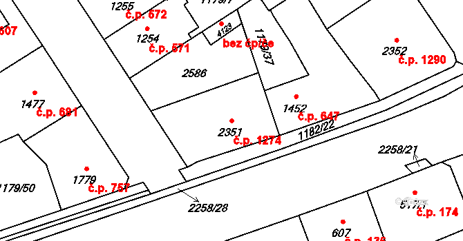 Beroun-Město 1274, Beroun na parcele st. 2351 v KÚ Beroun, Katastrální mapa