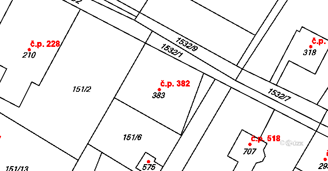 Libhošť 382 na parcele st. 383 v KÚ Libhošť, Katastrální mapa