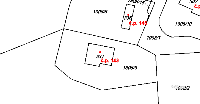 Žichlice 143, Hromnice na parcele st. 331 v KÚ Žichlice u Hromnic, Katastrální mapa