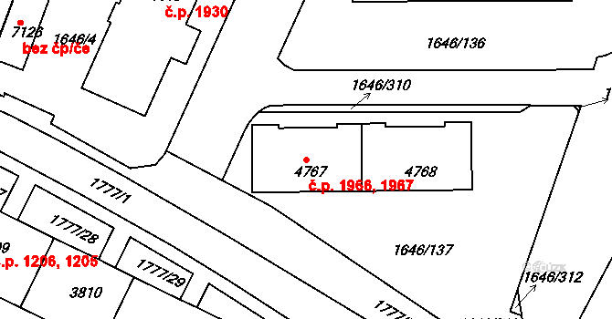 Havlíčkův Brod 1966,1967 na parcele st. 4767 v KÚ Havlíčkův Brod, Katastrální mapa