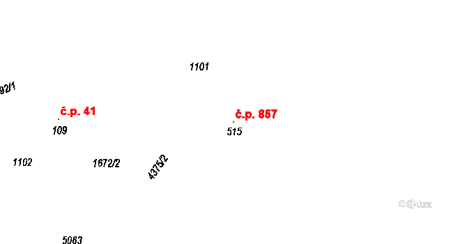 Ostravice 857 na parcele st. 515 v KÚ Ostravice 1, Katastrální mapa