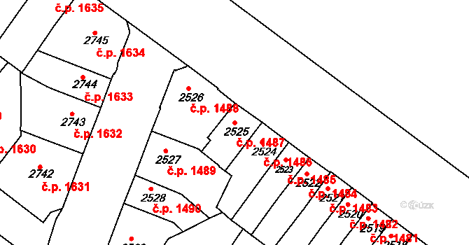 Znojmo 1487 na parcele st. 2525 v KÚ Znojmo-město, Katastrální mapa