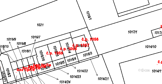Planá nad Lužnicí 1056 na parcele st. 1016/13 v KÚ Planá nad Lužnicí, Katastrální mapa