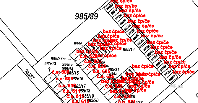 Hustopeče 119079747 na parcele st. 985/46 v KÚ Hustopeče u Brna, Katastrální mapa