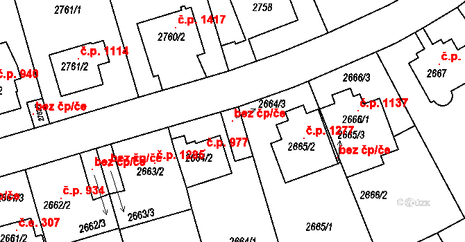Praha 121086747 na parcele st. 2664/3 v KÚ Michle, Katastrální mapa