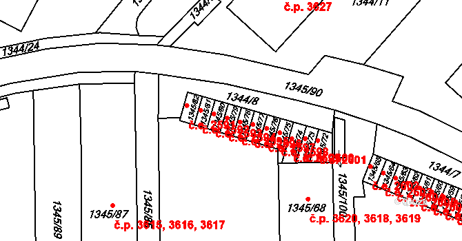 Jihlava 2594 na parcele st. 1345/79 v KÚ Jihlava, Katastrální mapa