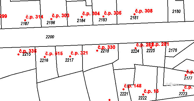 Kročehlavy 330, Kladno na parcele st. 2218 v KÚ Kročehlavy, Katastrální mapa