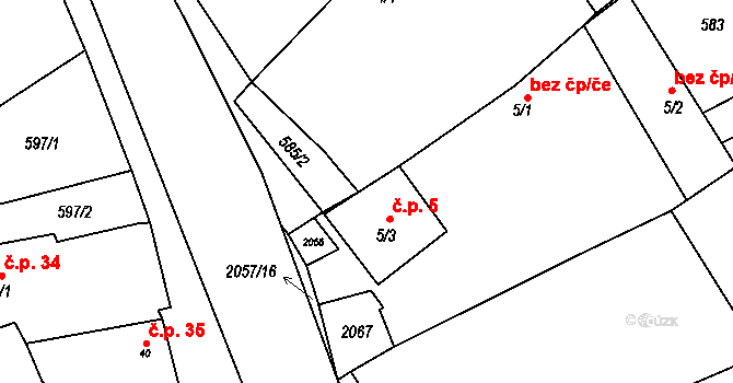 Ostojkovice 5, Budíškovice na parcele st. 5/3 v KÚ Ostojkovice, Katastrální mapa