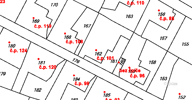 Děčín VII-Chrochvice 101, Děčín na parcele st. 162 v KÚ Chrochvice, Katastrální mapa