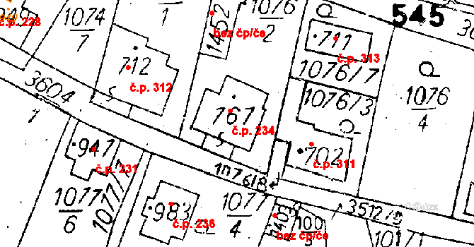 Cvikov I 234, Cvikov na parcele st. 767 v KÚ Cvikov, Katastrální mapa